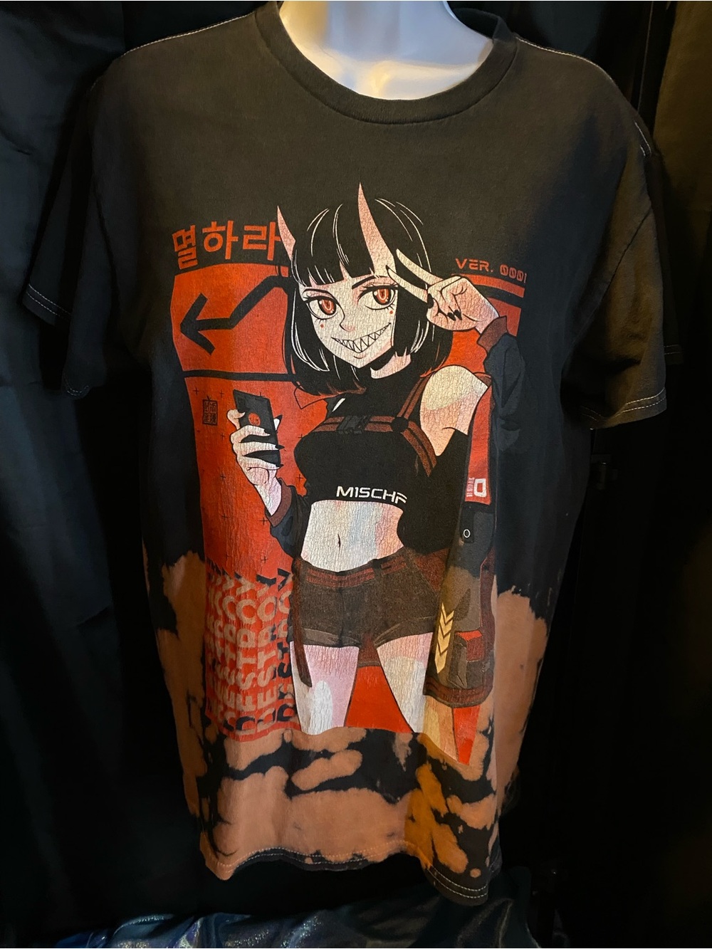 Hot Topic Demon Girl Wash boyfriend fit tee
